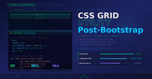History of Web Design Frameworks: From CSS to Modern Grid Systems 5 Era 5 (2017–Present): CSS Grid, Utility-First Frameworks, and the Post-Bootstrap Architecture
