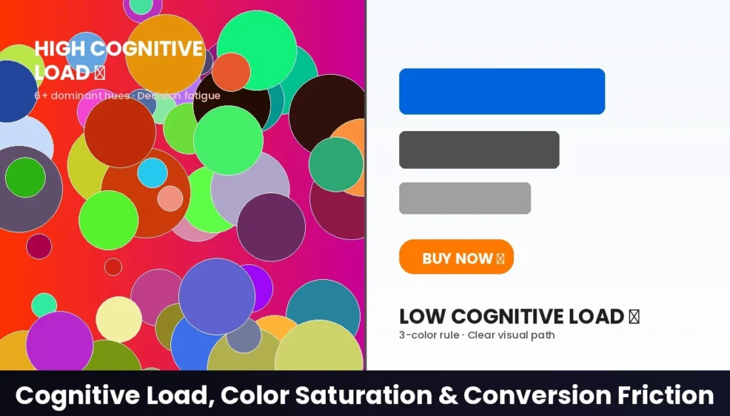 UI/UX Design Psychology: Science of Color & Conversions 7 Cognitive Load, Color Saturation, and Conversion Friction