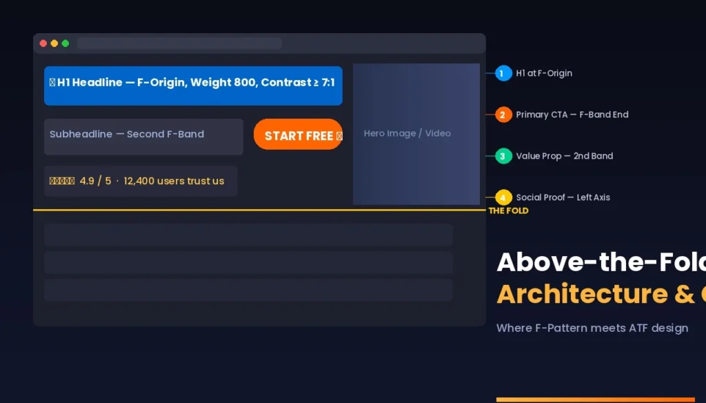 UI/UX Design Psychology: Science of Color & Conversions 12 Above-the-Fold Architecture: Where F-Pattern Meets Color Priority
