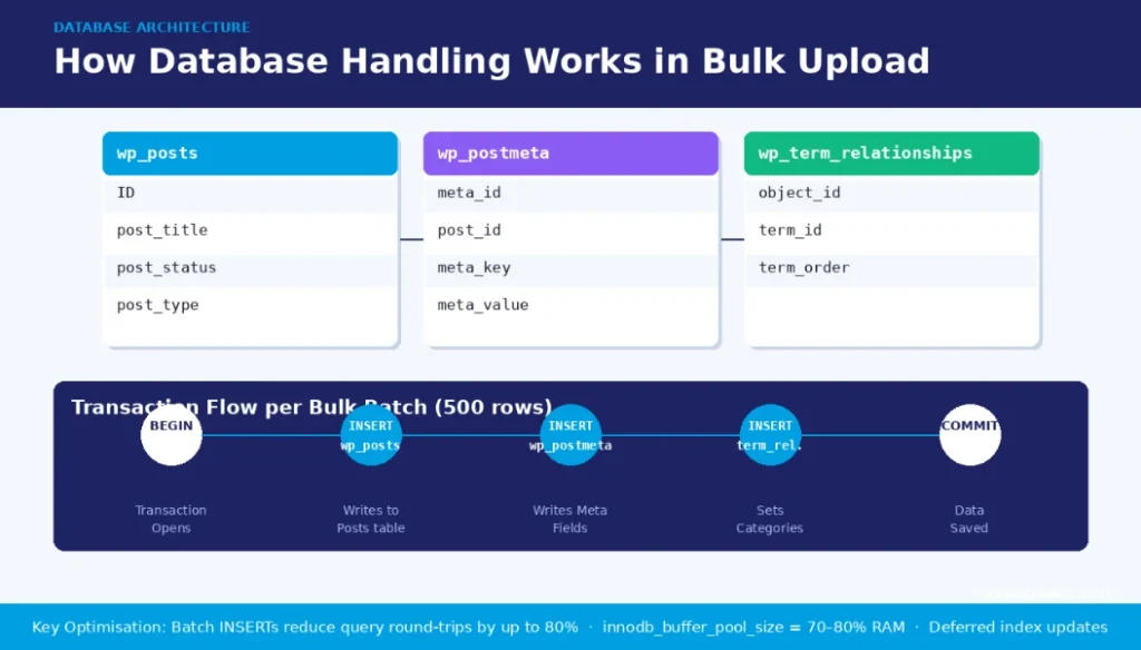 Bulk Product Upload Systems for E-Commerce: CSV Import, Database Handling, and Architecture 3 How Does Database Handling Work in a Bulk Product Upload System?