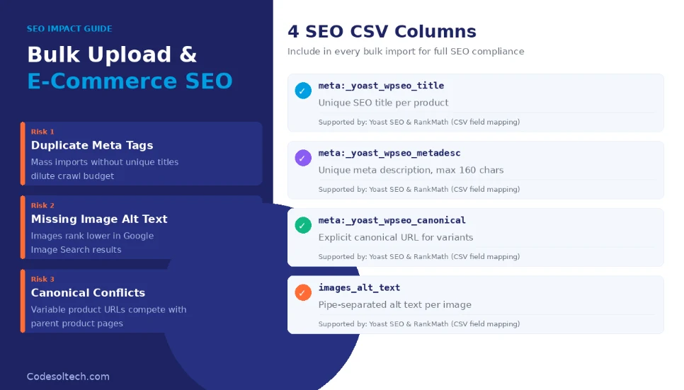 Bulk Product Upload Systems for E-Commerce: CSV Import, Database Handling, and Architecture 7 How Bulk Product Upload Affects E-Commerce SEO