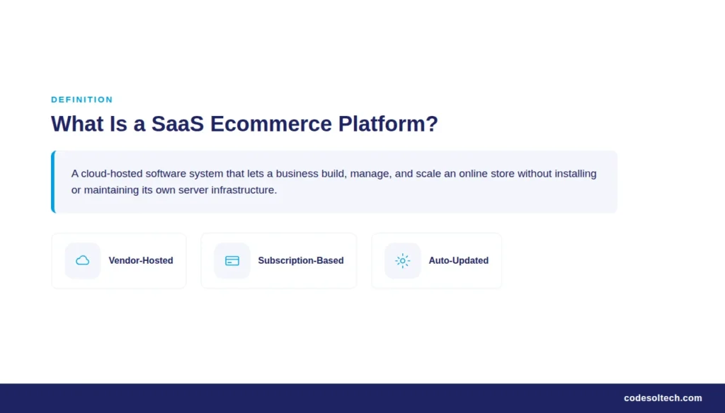 SaaS Ecommerce Platforms Explained: The 2026 Guide 1 What Is a SaaS Ecommerce Platform?