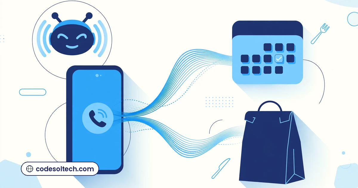 AI voice assistant answering restaurant phone and booking reservations on a calendar