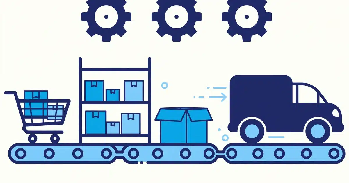 Automated ecommerce order workflow from warehouse shelf to delivery van
