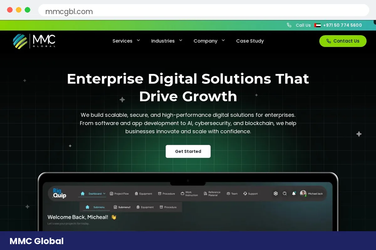 MMC Global homepage hero screenshot, Austin AI automation agency