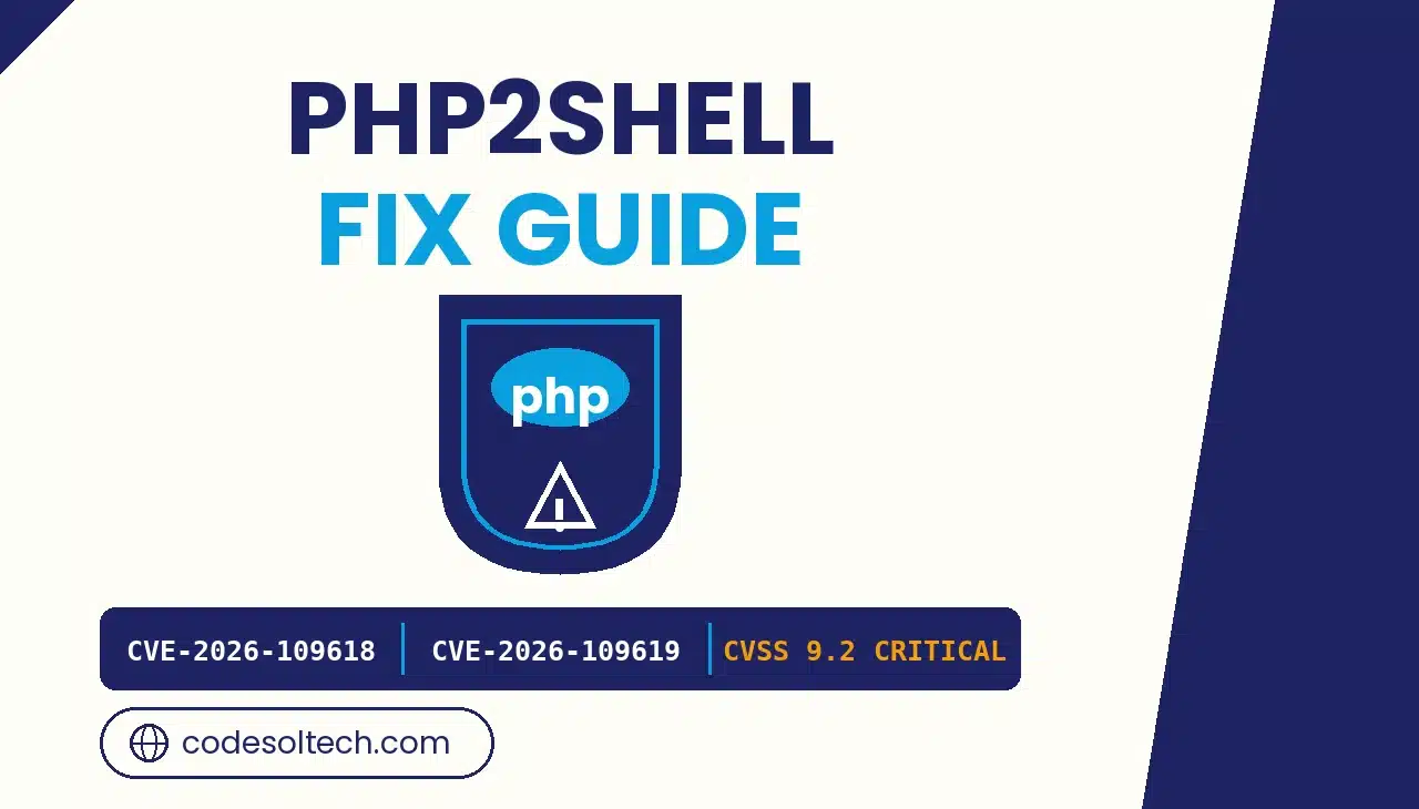 PHP2Shell Fix Guide: critical PHP flaws CVE-2026-109618 and CVE-2026-109619 rated CVSS 9.2, CodeSol Technologies