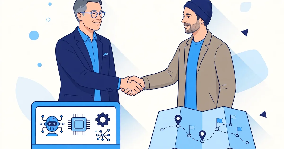 Trusted AI partner shaking hands with small business owner
