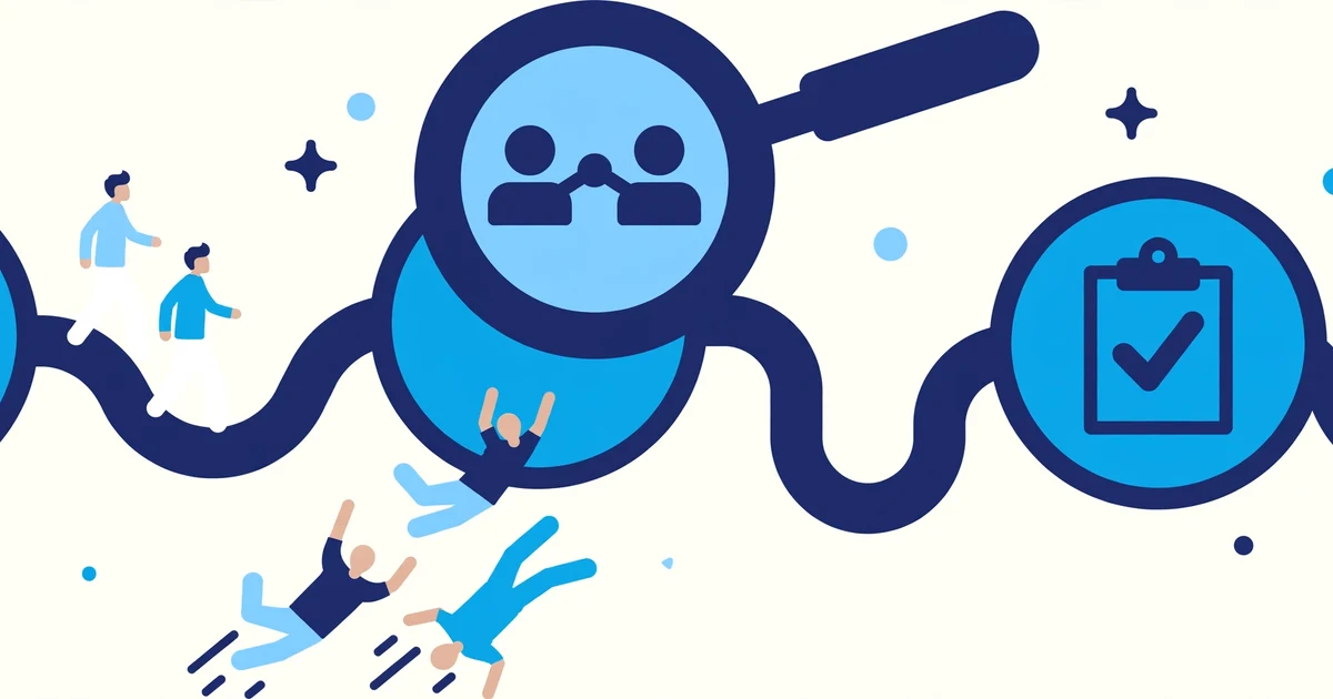 User journey path with users dropping off at a difficult step