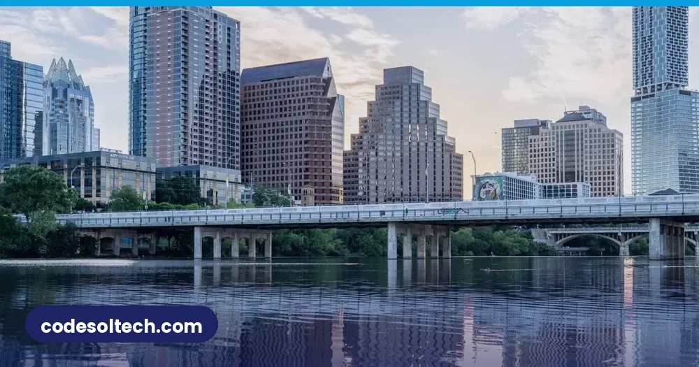 Austin Texas skyline with river reflection at dusk
