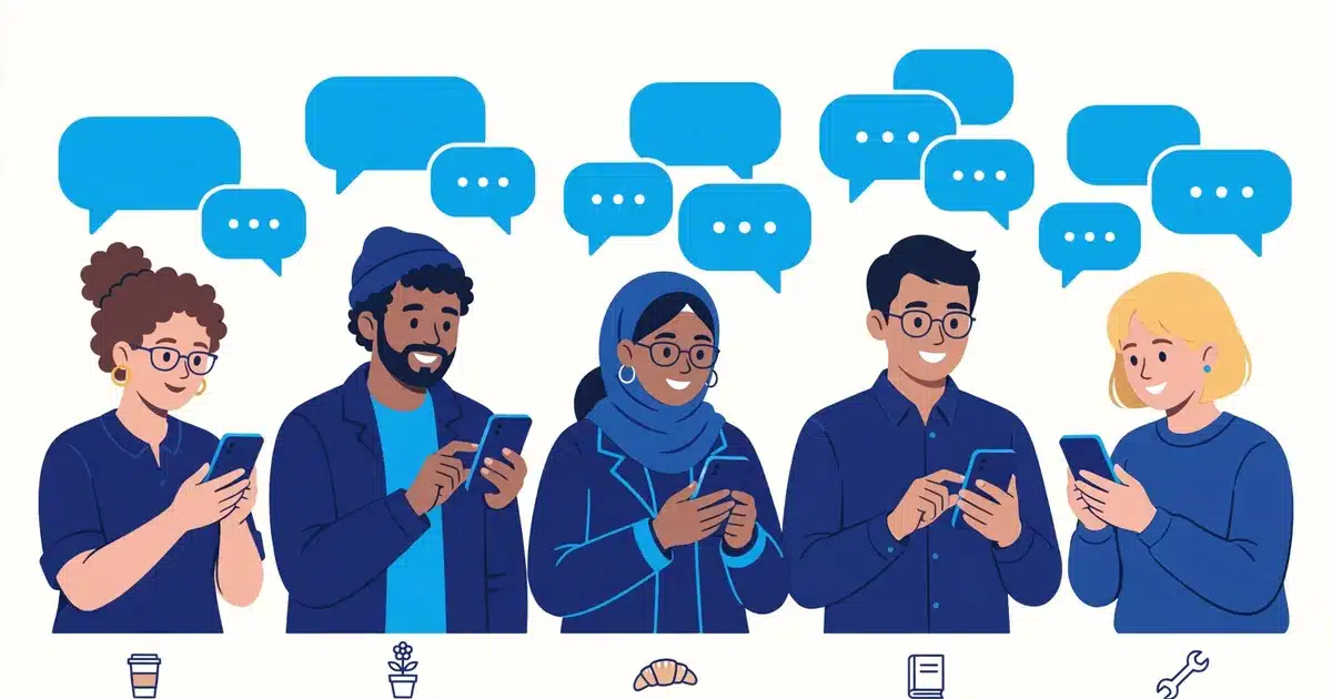 Austin customers replying on WhatsApp illustration